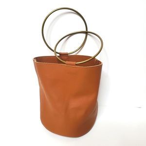 Los Angeles Apparel Tan Clutch with Gold Rings